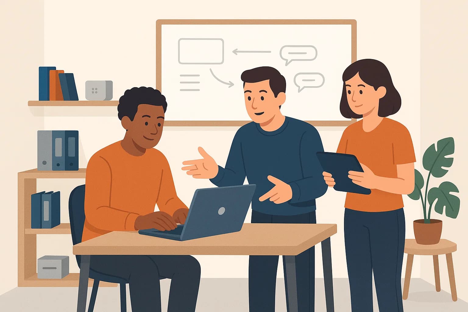 Ilustração representando colaboração e tecnologia